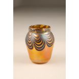 John Ditchfield for Glasform, a small yellow iridescent glass vase, etched to base Glasform J.