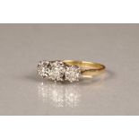 Ladies 18 carat three stone diamond ring. Ring size M.