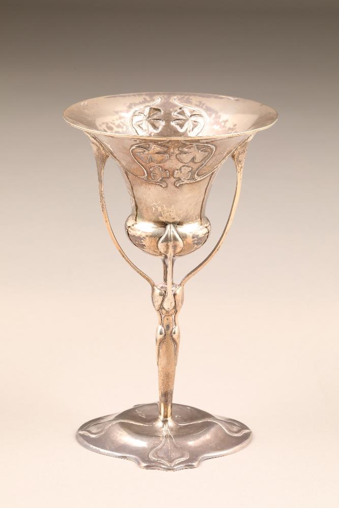 Liberty Art Nouveau silver chalice, assay marked London 1900, Liberty and Co, 18cm high, weight