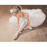 Alan M Hunt ARR Framed oil on board, signed, dated 2019 'Young Ballerina' 40cm x 50cm