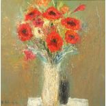 Nael Hanna (Scottish/Iraqi born 1959) Framed oil on board, signed 'Vase of Summer Poppies' 42cm x