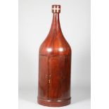 Indian brass inlaid bottle shaped folding bar, twin bow fronted doors revealing a fitted interior,