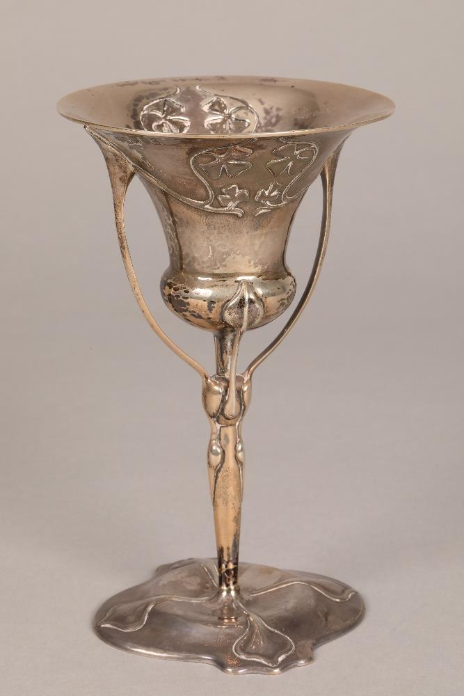 Liberty Art Nouveau silver chalice, assay marked London 1900, Liberty and Co, 18cm high, weight - Image 3 of 10
