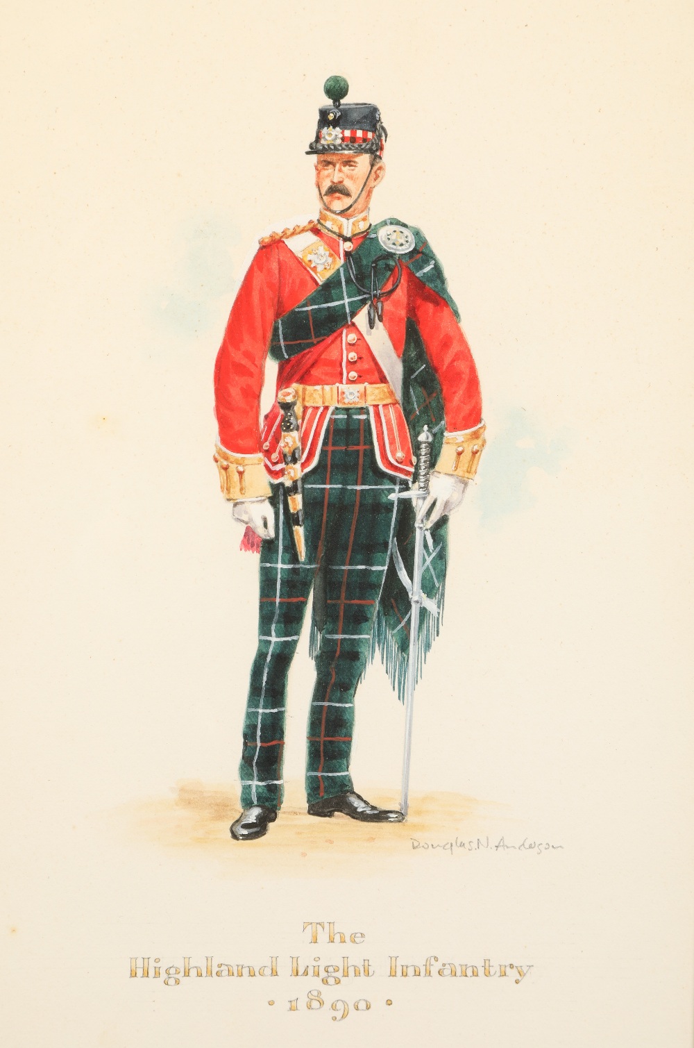 Douglas N Anderson (Scottish born 1927) Scottish Regiments 1890, set of six watercolours 'The - Image 6 of 6