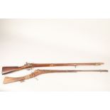 Matchlock musket and modified 1850 percussion three ring rifle.