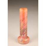 John Ditchfield for Glasform, an orange iridescent cylindrical vase, etched to base Glasform J.