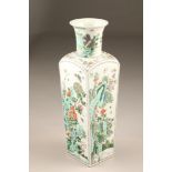 19th/20th century Chinese vase of square tapered form, decorated with flowers, birds and butterflies