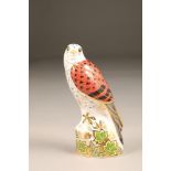 Royal Crown Derby bone china figure ornament, Kestrel, 17.5cm.