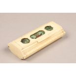 French 19th century bone, faux ivory snuff box, possibly Napoleonic prisoner of war hinged cover