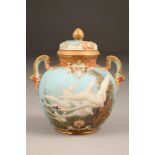 Very fine Royal Worcester porcelain vase and cover, by Charles Baldwyn, baluster form with gilt