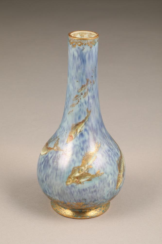 Wedgwood lustre fish vase, by Daisy Makeig-Jones. Bottle shaped, powder blue lustre, decorated - Image 3 of 5