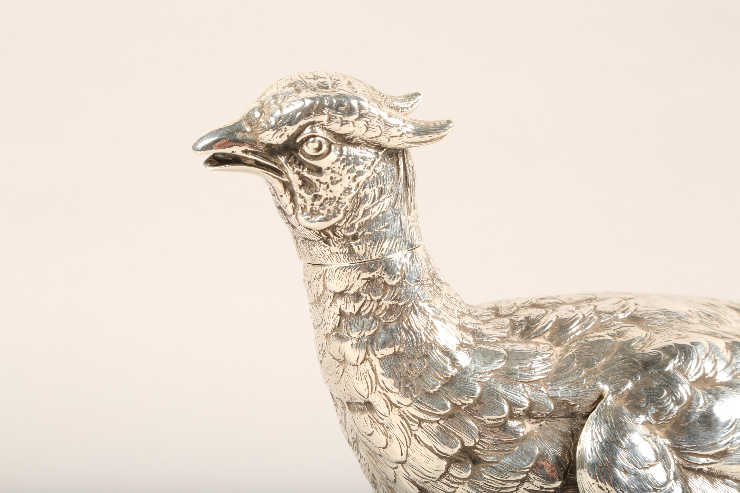 1920s silver pheasant table centre piece, assay marked Sheffield 1924, 40cm long, weight 843g. - Image 7 of 10