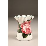 Wemyss pottery vase, lobed rim, hand painted with cabbage roses, incised Wemyss and retailers
