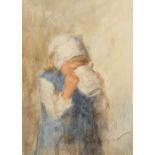 Robert Gemmell Hutchison (Scottish 1855-1936) Gilt framed watercolour, signed 'Young Girl Drinking