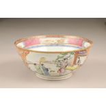 19th century Chinese famille rose bowl, decorated with figure panels, 22.5cm diameter, 10cm high.