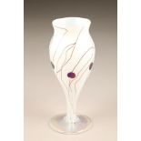 John Ditchfield for Glasform, a white iridescent glass vase, etched to base Glasform J. Ditchfield