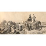 Gilt framed engraving 'A Dialogue at Waterloo' 62cm x 100cm