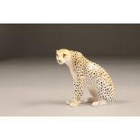 Royal Worcester porcelain cheetah figure ornament, 9.5cm high.