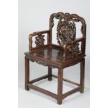 Chinese hardwood throne chair, 62cm wide, 48cm deep, 100cm high.