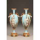 Very fine pair of Royal Worcester porcelain vases, by Charles Baldwyn, baluster form with gilt