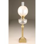 Victorian glass oil lamp, with globe shade, 78cm high.