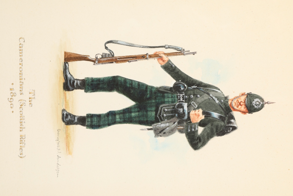 Douglas N Anderson (Scottish born 1927) Scottish Regiments 1890, set of six watercolours 'The - Image 4 of 6