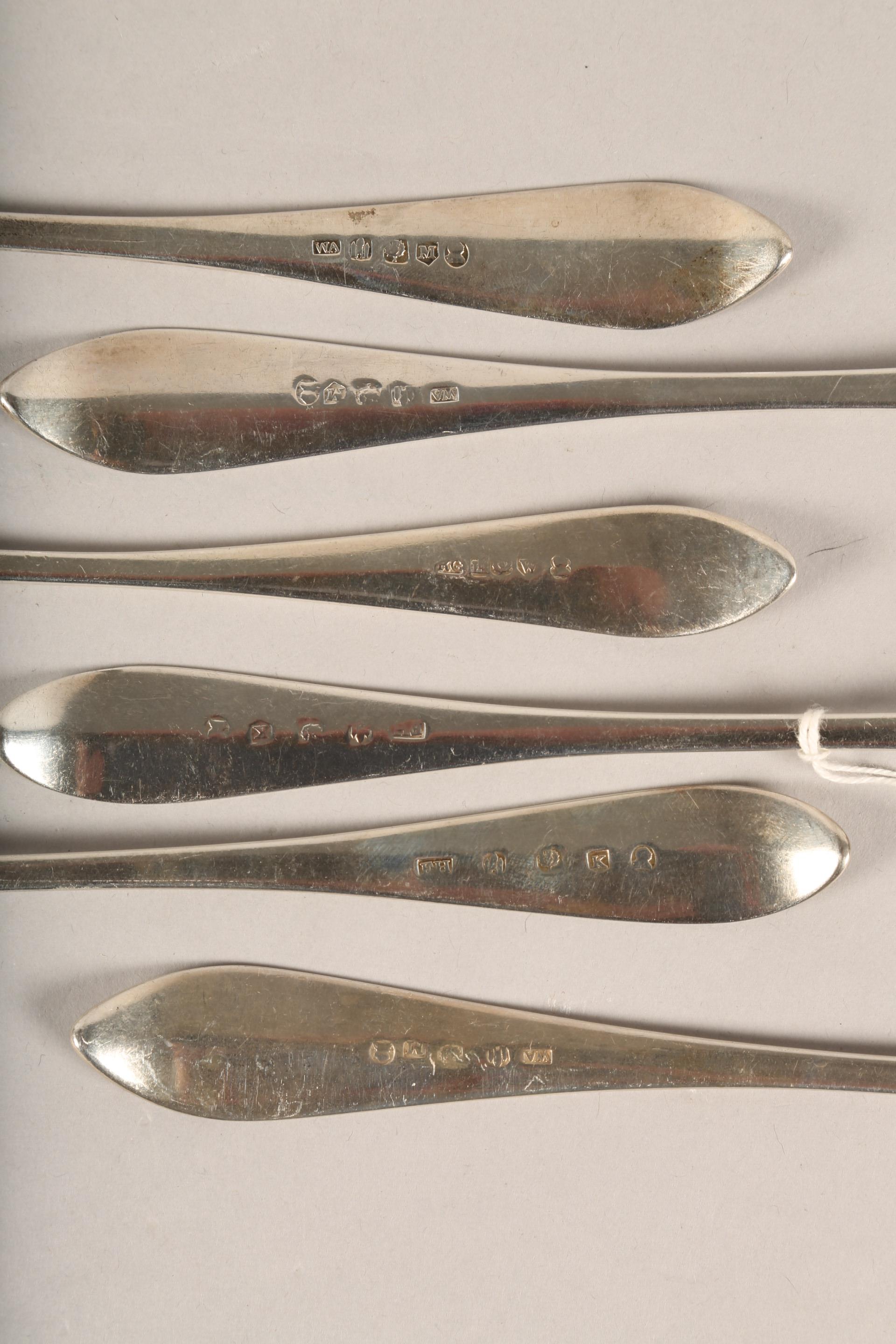 Set of six Scottish George III silver table spoons, assay marked Edinburgh 1792, William Auld, - Image 3 of 3