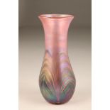 John Ditchfield for Glasform, a pink iridescent glass vase, etched to base Glasform J. Ditchfield,