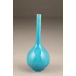 19th/20th century Chinese turquoise glazed vase, bottle form, 22.5cm high.