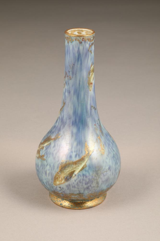 Wedgwood lustre fish vase, by Daisy Makeig-Jones. Bottle shaped, powder blue lustre, decorated - Image 4 of 5