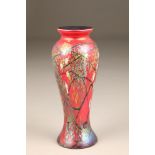 An Okra iridescent baluster glass vase, circa 2001 by Richard P Golding, in 'The Blossoms'