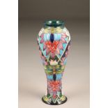 Modern Moorcroft pottery vase, saadian patterndecorated with acanthis and floral motifs, factory