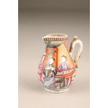 19th century Cantonese ware sparrow beak jug, decorated in famille rose enamels, 11cm high.