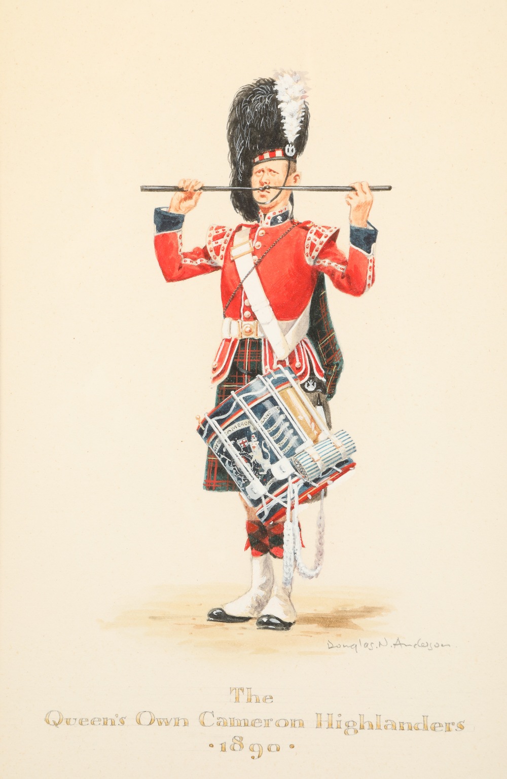 Douglas N Anderson (Scottish born 1927) Scottish Regiments 1890, set of six watercolours 'The