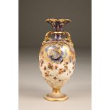 Nautilus porcelain vase, baluster form, twin gilt scroll handles, foliage decoration with gilt