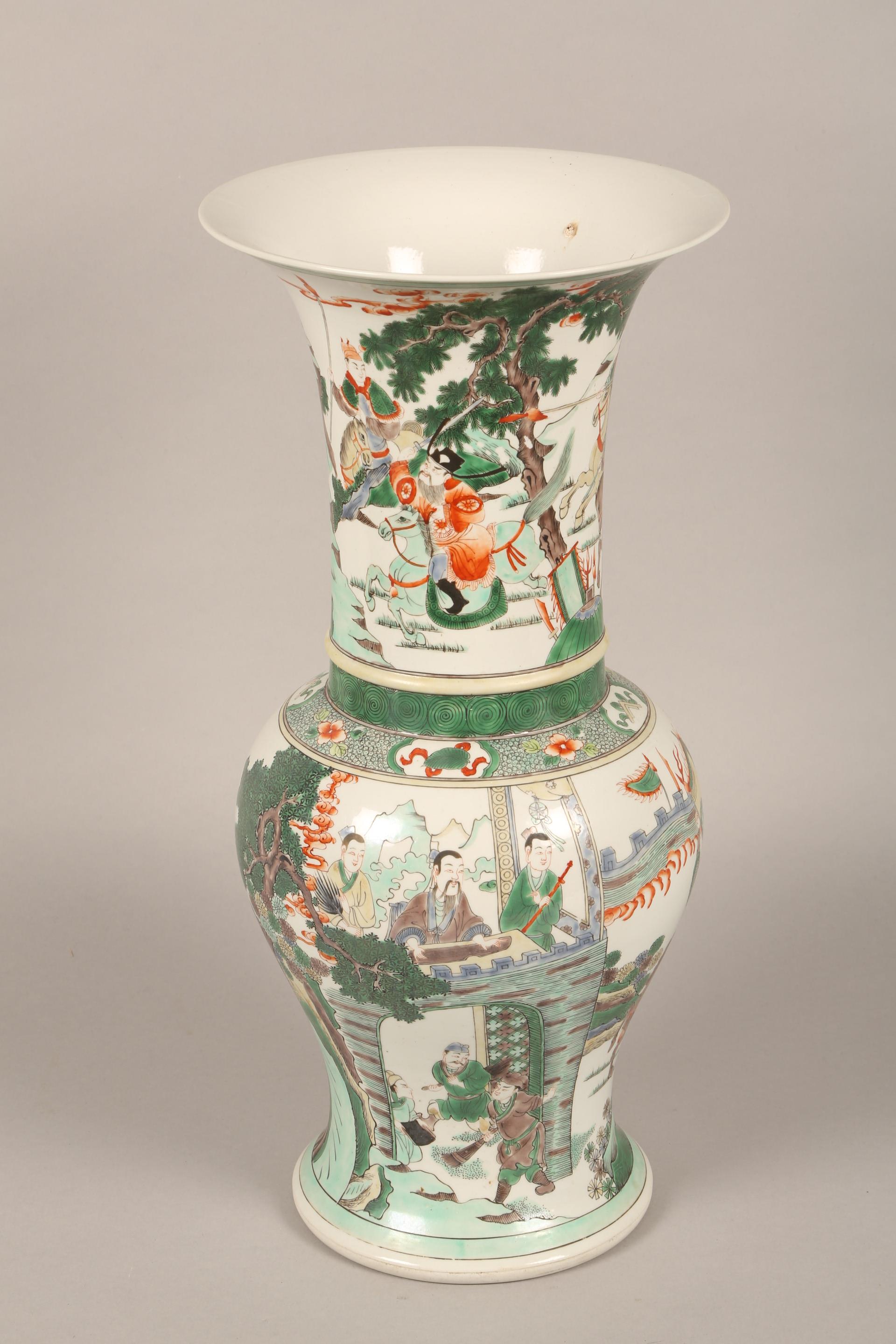 19th/20th century Chinese famille verte vase, decorated with Rohan on horseback, 48cm high. - Image 5 of 10