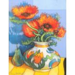 Mary Gallacher (Scottish born 1953) ARR Framed mixed media, signed 'Still life Art Deco Vase of