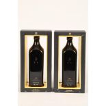Johnnie Walker black label, anniversary edition two bottles with cartons, 12 year old blended scotch