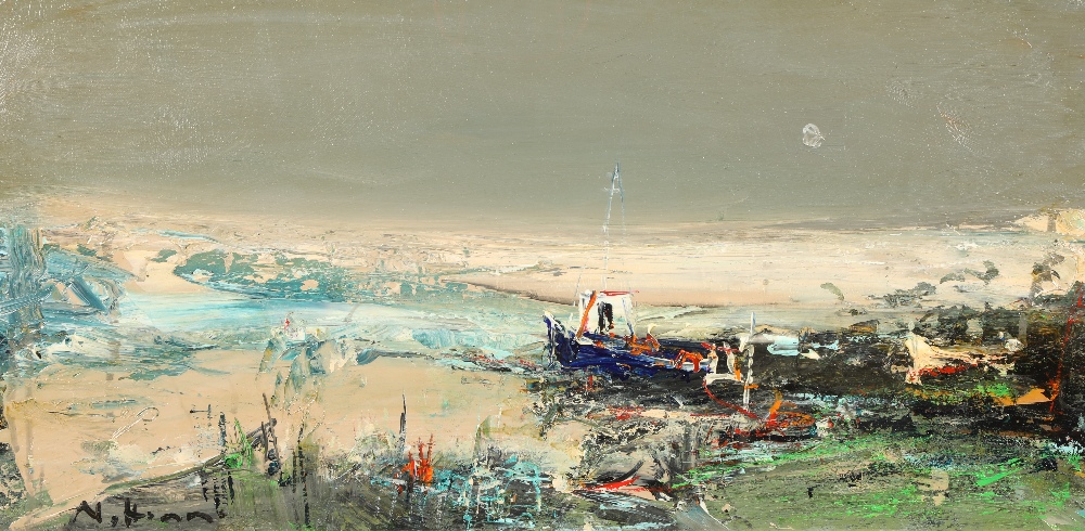 Nael Hanna (Scottish/Iraqi born 1959) ARR Framed oil on canvas, signed 'West Haven' 30cm x 60cm