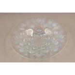 Rene Lalique Bulbes glass shallow bowl, opalescent glass with radiating design of energised flower