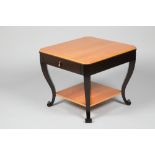 Set of four Italian Selva beechwood square topped occasional tables, retailed by Harrods, London,