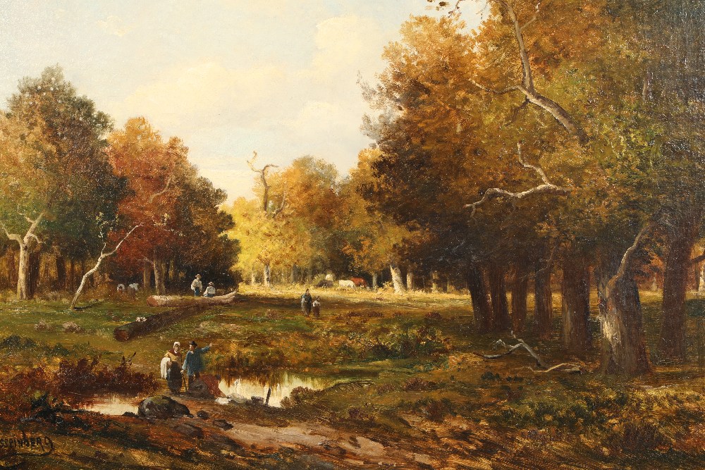 J. Meissenberg (European 19th century) Framed oil on canvas, signed 'Cattle in a Wooded Glade'