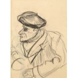 Post War Glasgow School Charcoal 'Capped Figure' 43cm x 30cm