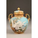 Very fine Royal Worcester porcelain vase and cover, by Charles Baldwyn, baluster form, with gilt