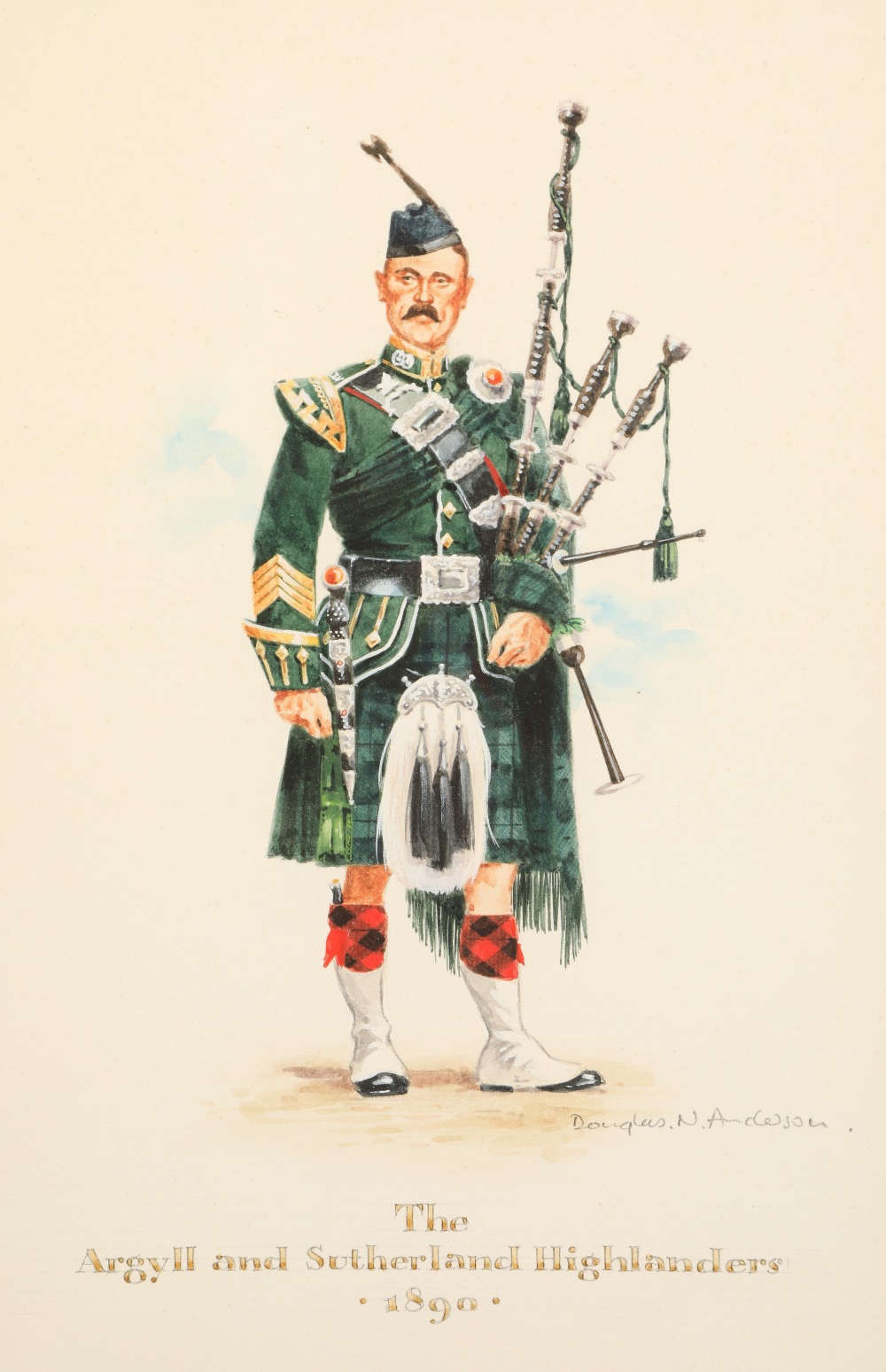 Douglas N Anderson (Scottish born 1927) Scottish Regiments 1890, set of six watercolours 'The - Image 3 of 6