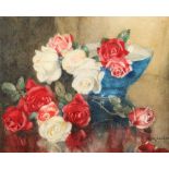 Katherine Cameron RE RSW (Scottish 1874 - 1965) ARR Framed watercolour, signed 'White and Red Roses'
