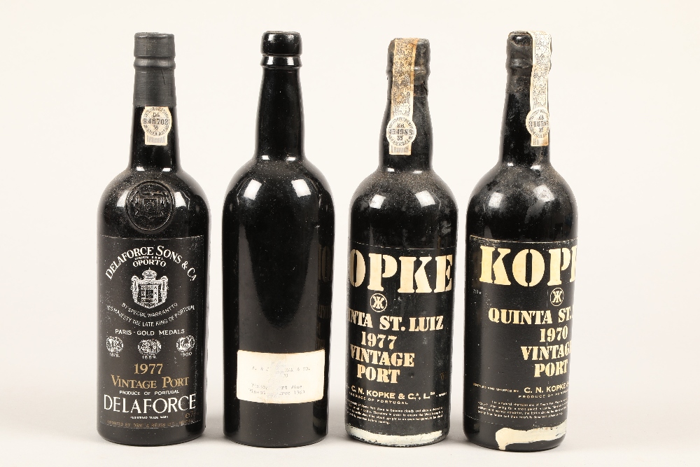 Kopke vintage port 1977, 75cl Kopke vintage port 1970, 75cl Delaforce vintage port 1977, 75cl W.J.