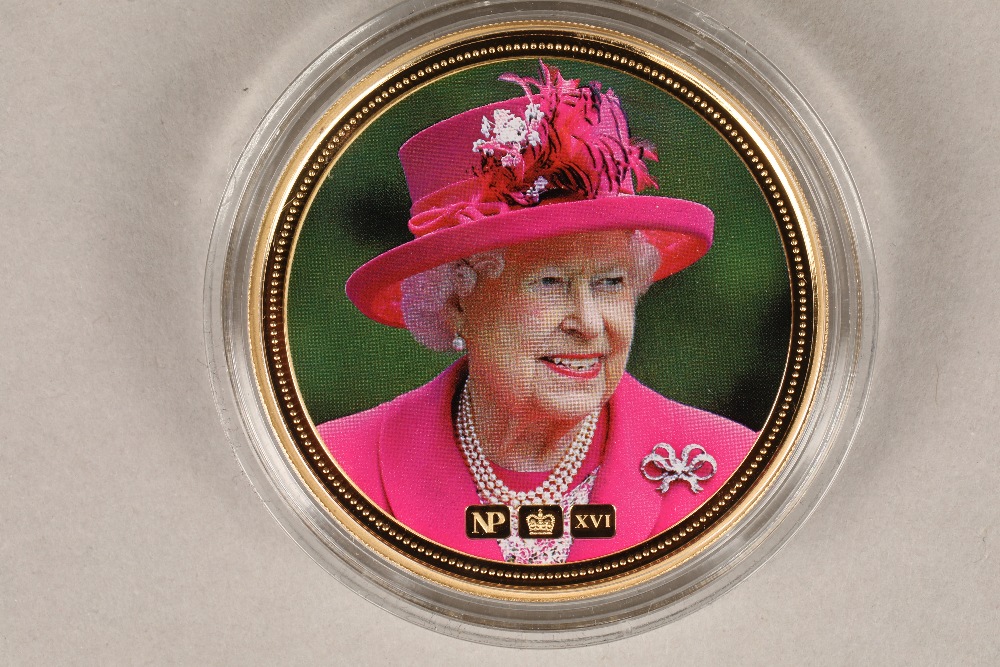 The Queens 90th Birthday gold NumisProof 9 carat gold proof mounted with small diamond, weight 31.