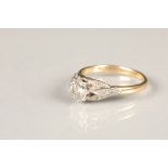 Ladies 18 carat yellow gold diamond solitaire ring, platinum set 0.5 carat diamond with diamond