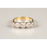 Five stone diamond ring, set with five graduated old cut diamonds, 0.33 carat to centre flanked by